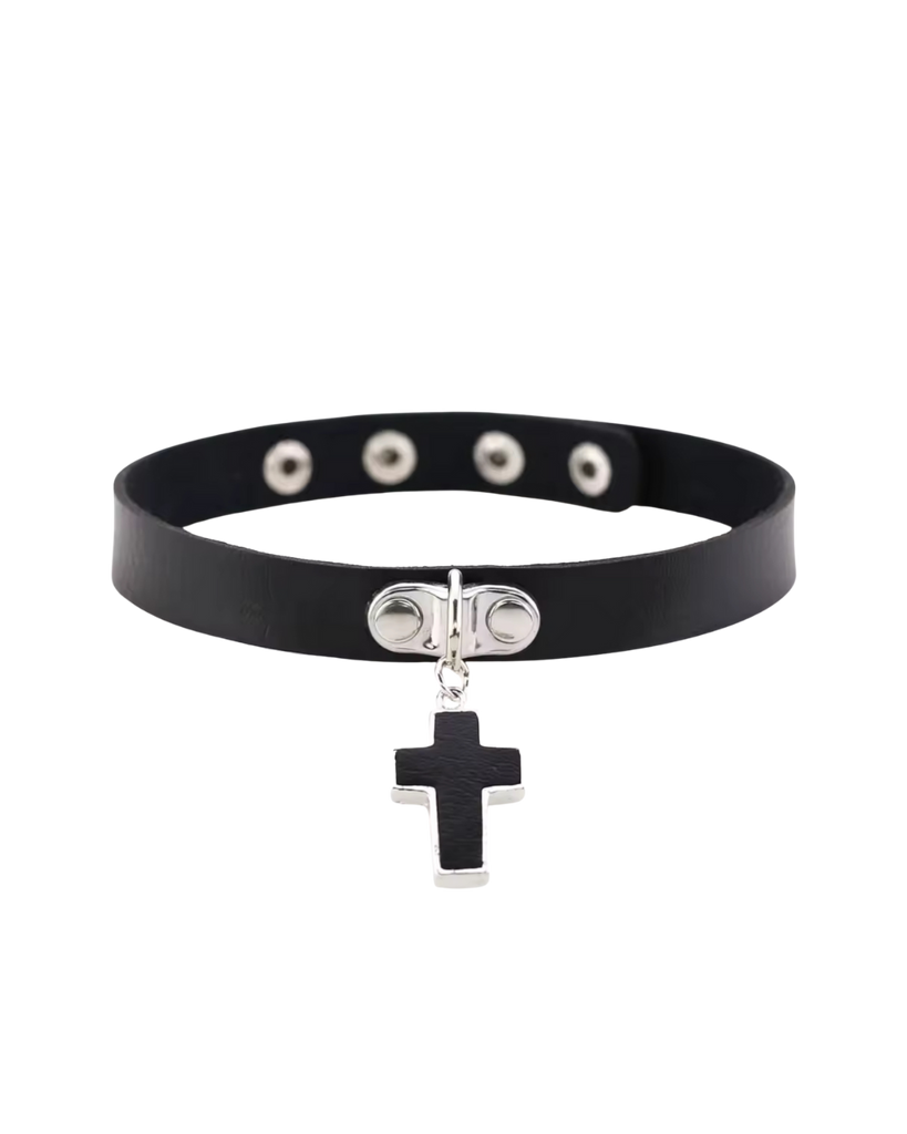 Cross Pendant Choker Necklace
