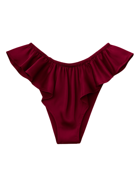 Celeste Silk Briefs with Ruffles β Burgundy