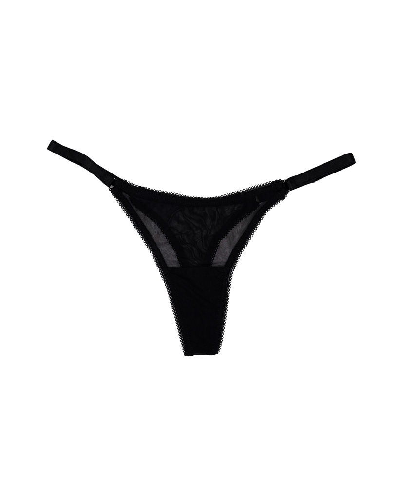 Mesh Thong with Adjustable Straps – Black