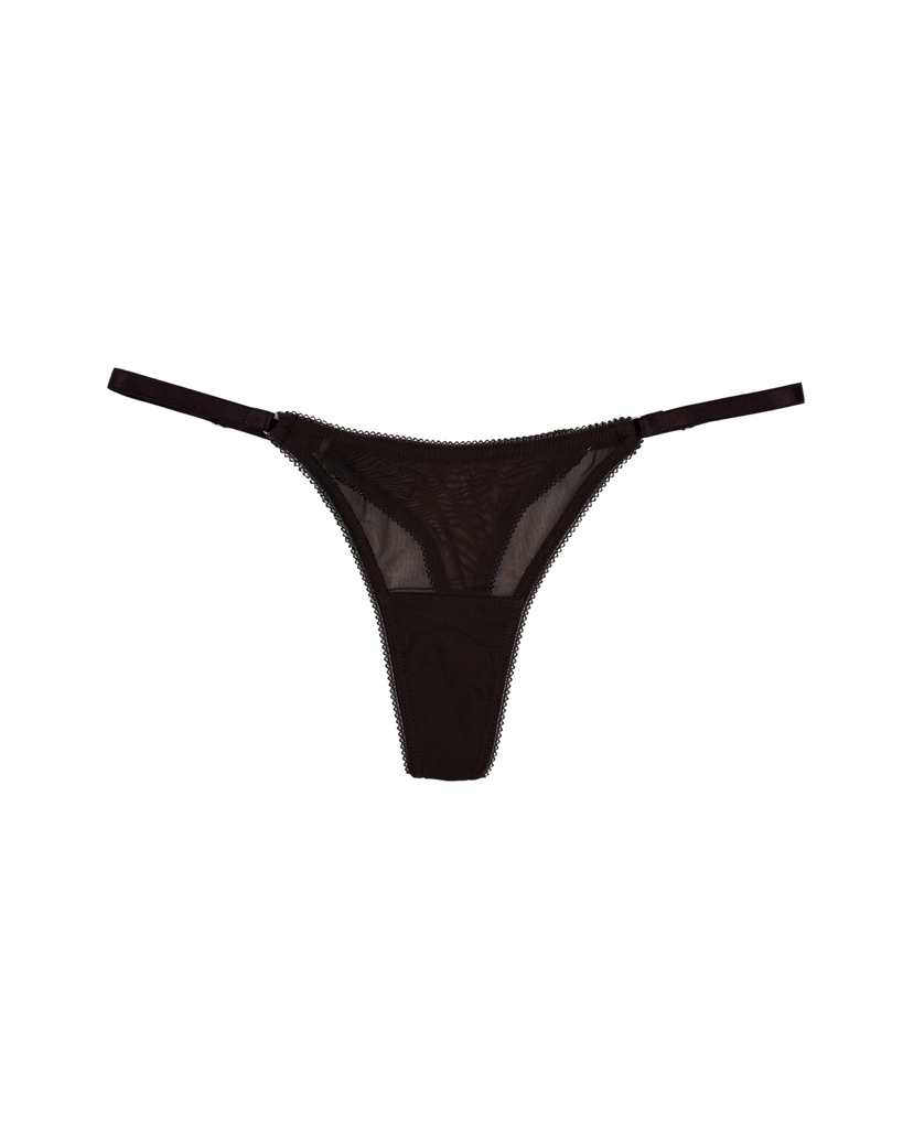 Mesh Thong with Adjustable Straps – Dark Brown