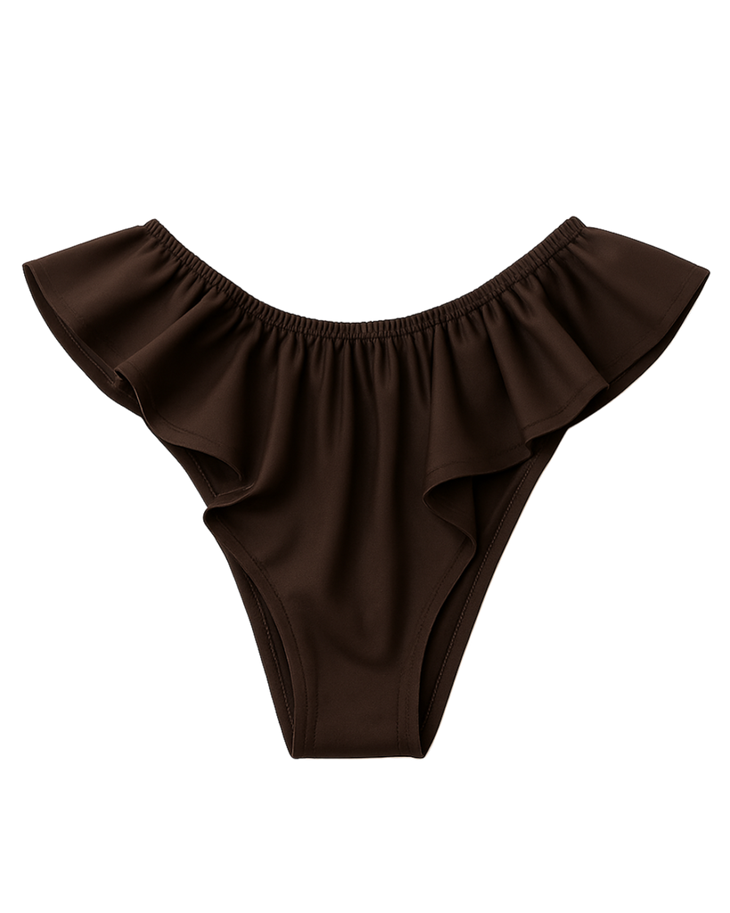 Celeste Silk Briefs with Ruffles – Dark Brown