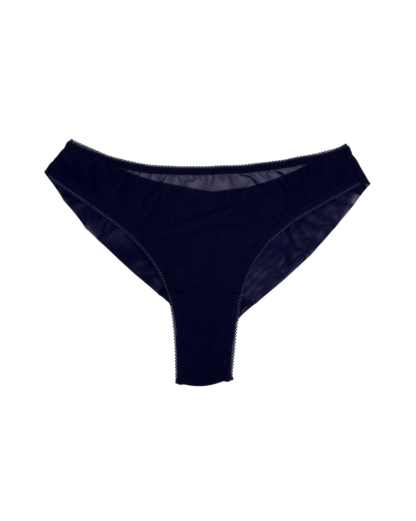 High-Waist Mesh Brazilian Panties – Navy