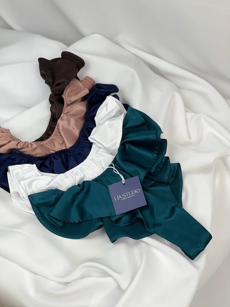 Celeste Silk Briefs with Ruffles β Burgundy