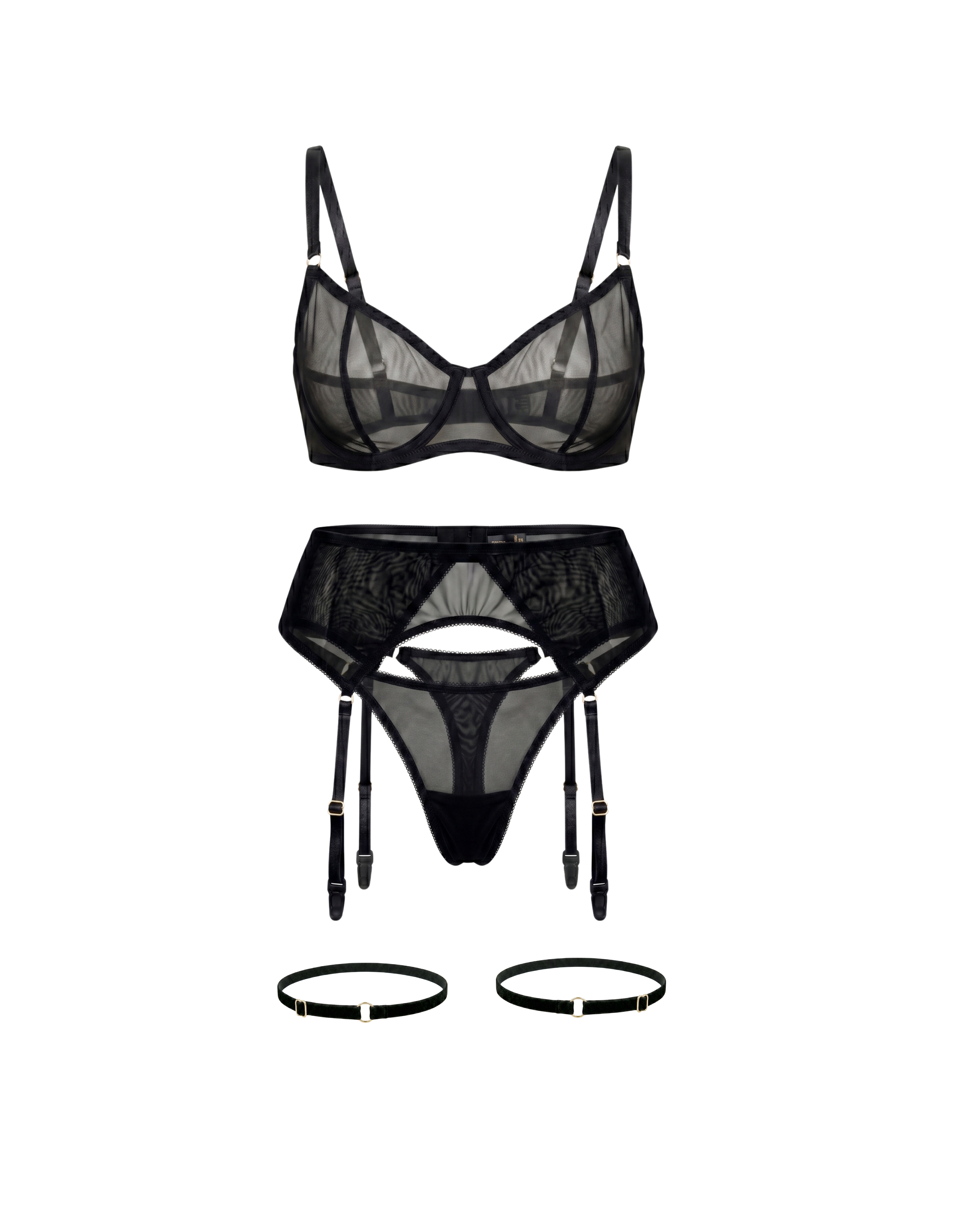 High-Waist Mesh Brazilian Panties Bianca – Black