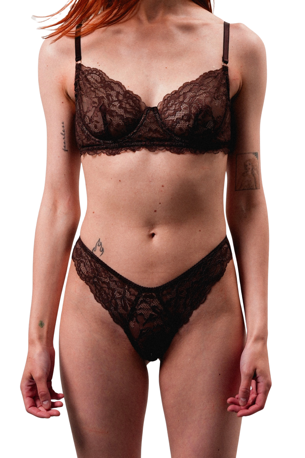 Mid-Rise Lace Brazilian Panties – Dark Brown
