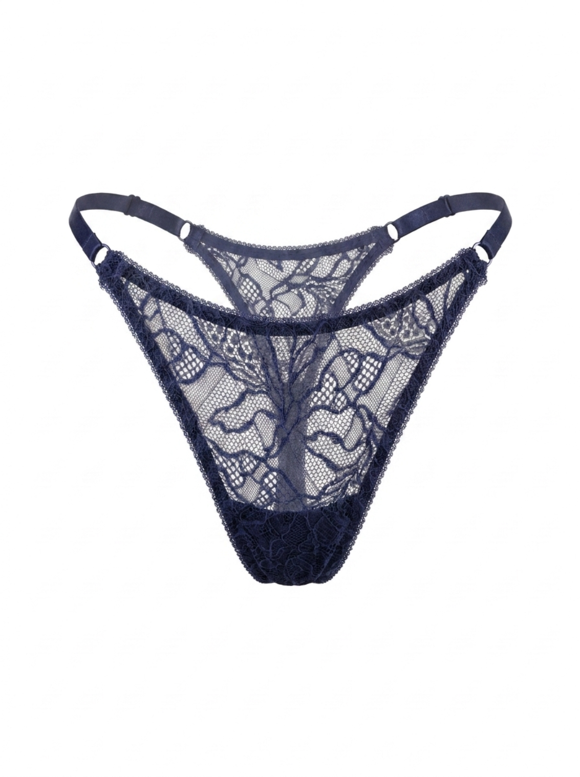 Lace Thong with Adjustable Straps – Blue