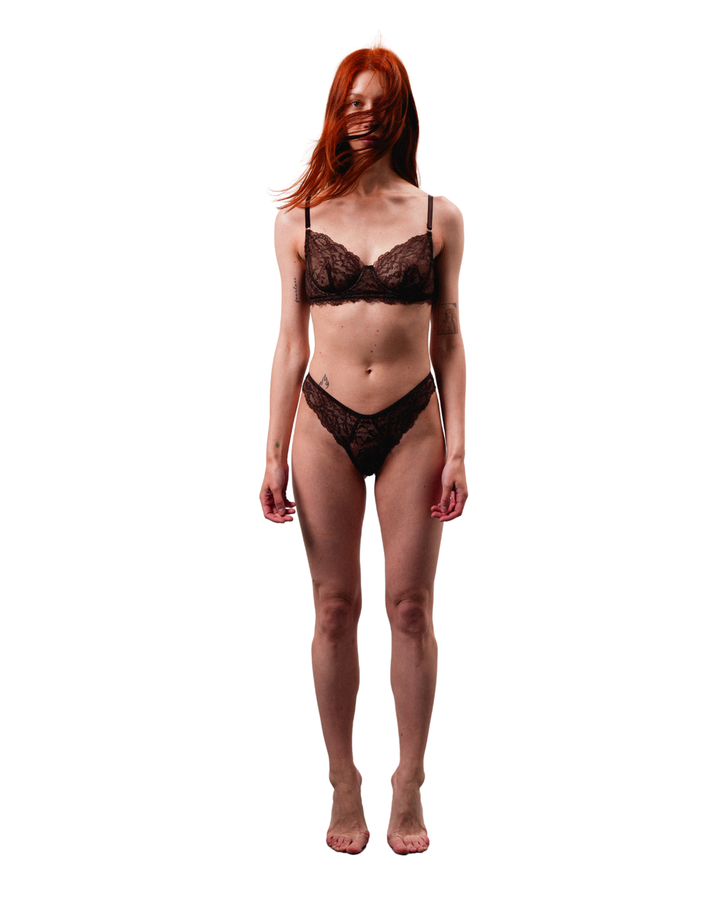 Mid-Rise Lace Brazilian Panties – Dark Brown