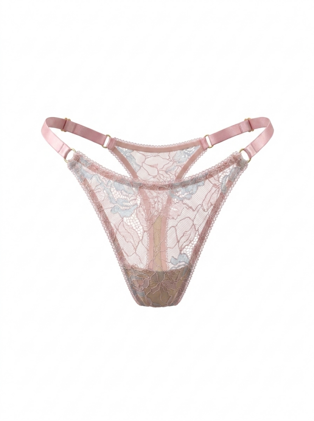 Lace Thong with Adjustable Straps – Pink
