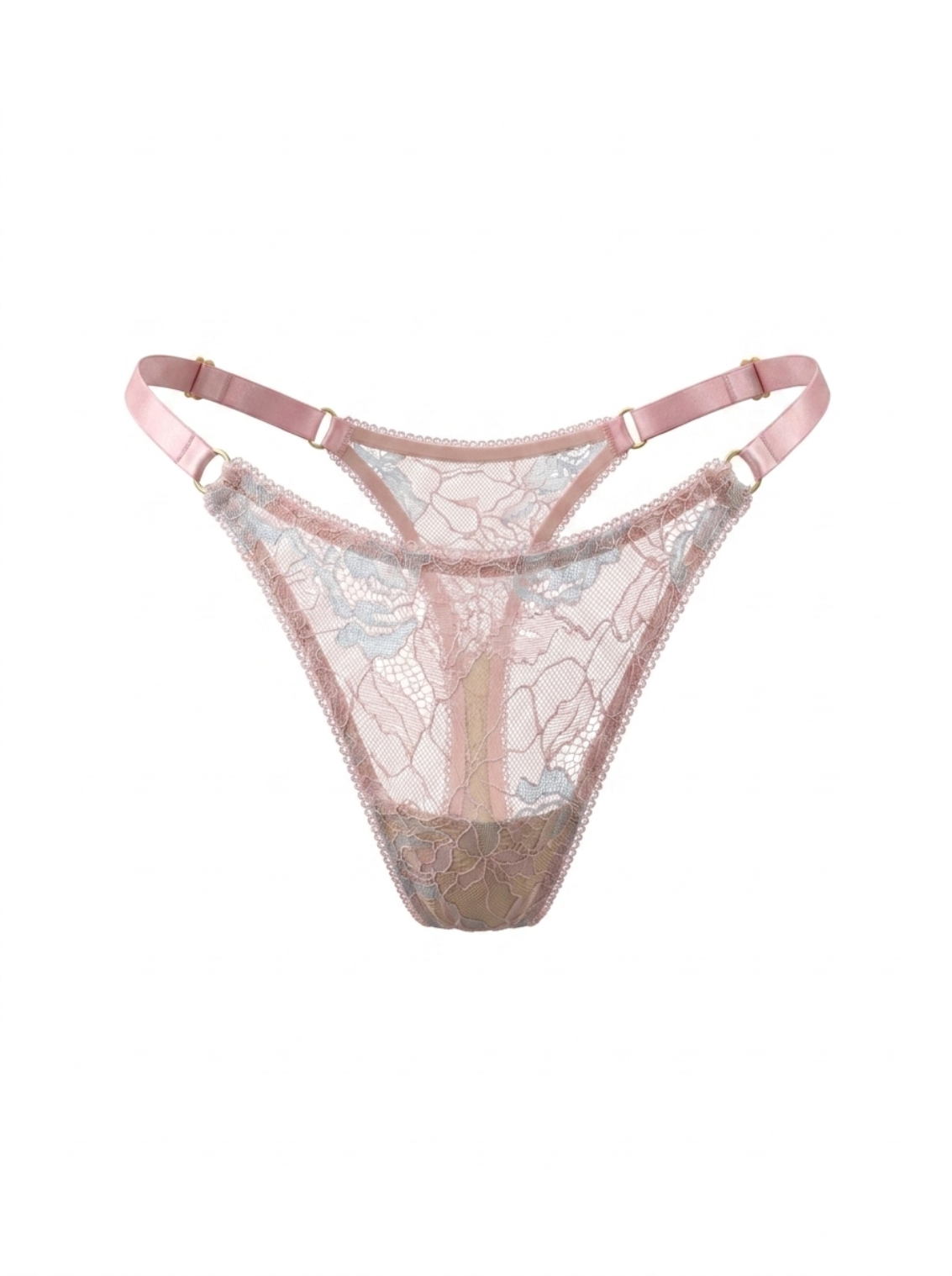 Lace Thong with Adjustable Straps – Pink