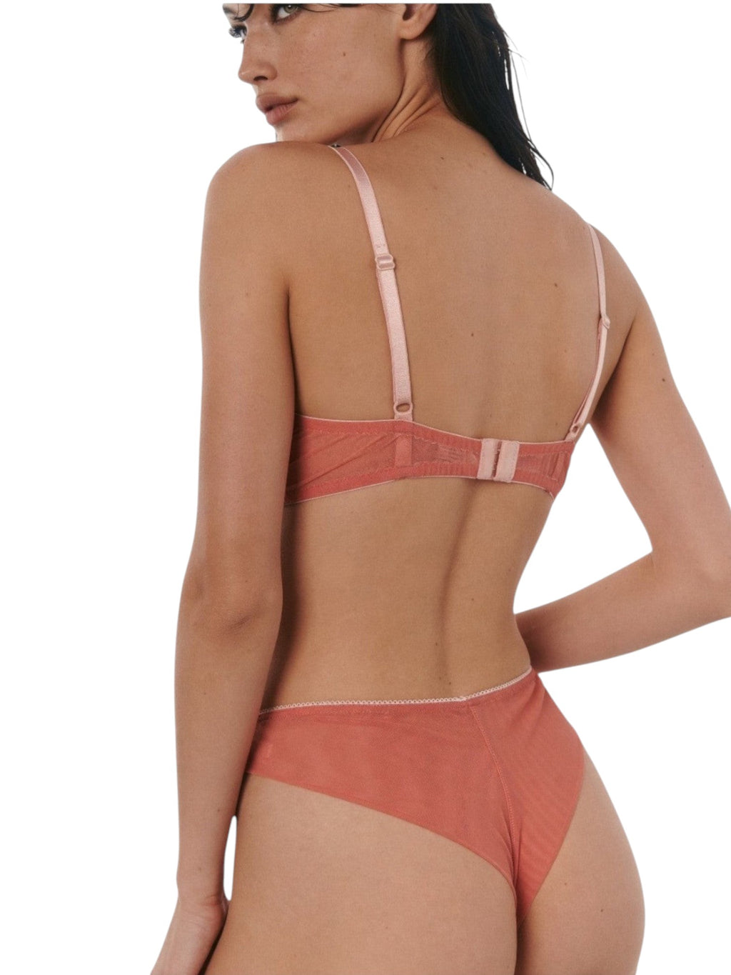 High-Waist Mesh Brazilian Panties Bianca – Salmon