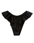 Celeste Satin Cheeky Bikini Panties with Ruffles – Black