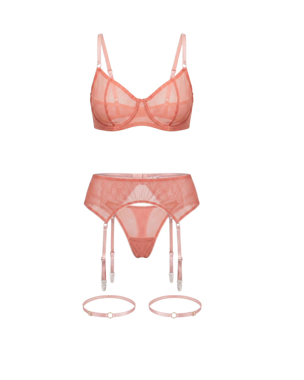Mesh Garter Belt Serena - Salmon