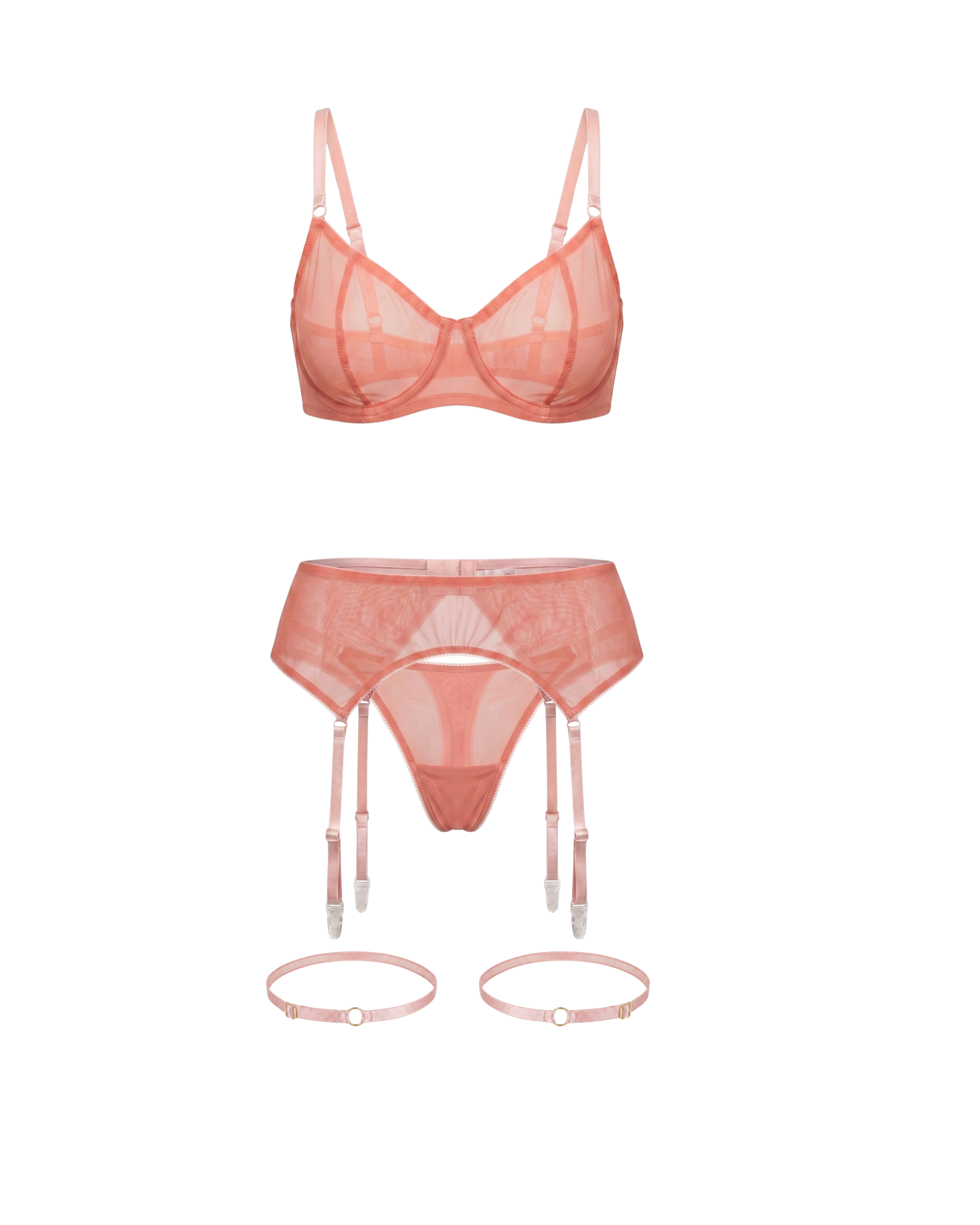 Mesh Garter Belt Serena - Salmon