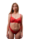 Mid-Rise Lace Brazilian Panties – Red