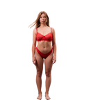 Mid-Rise Lace Brazilian Panties – Red