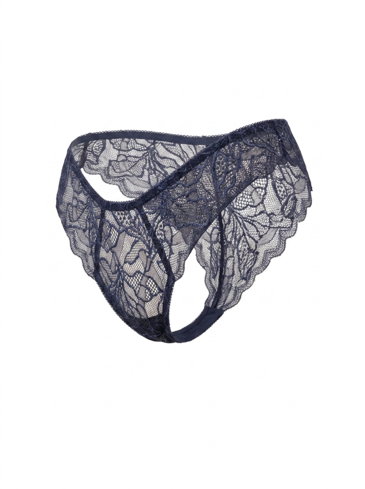 Mid-Rise Lace Brazilian Panties – Blue