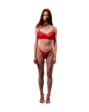Lace Thong with Adjustable Straps – Red