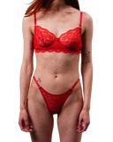 Lace Thong with Adjustable Straps – Red