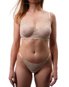 Lace Thong with Adjustable Straps – Beige