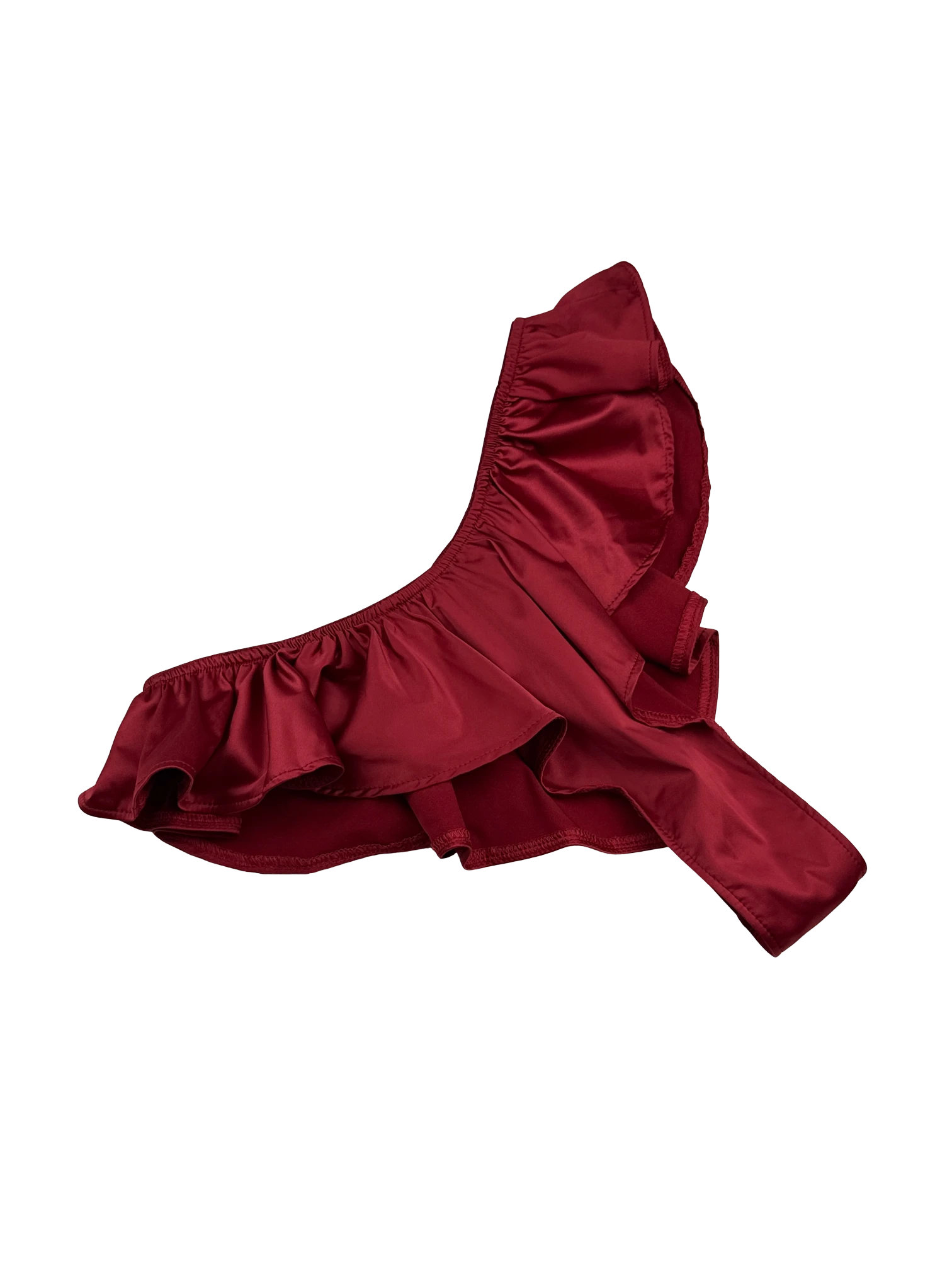 Celeste Satin Cheeky Bikini Panties with Ruffles – Burgundy