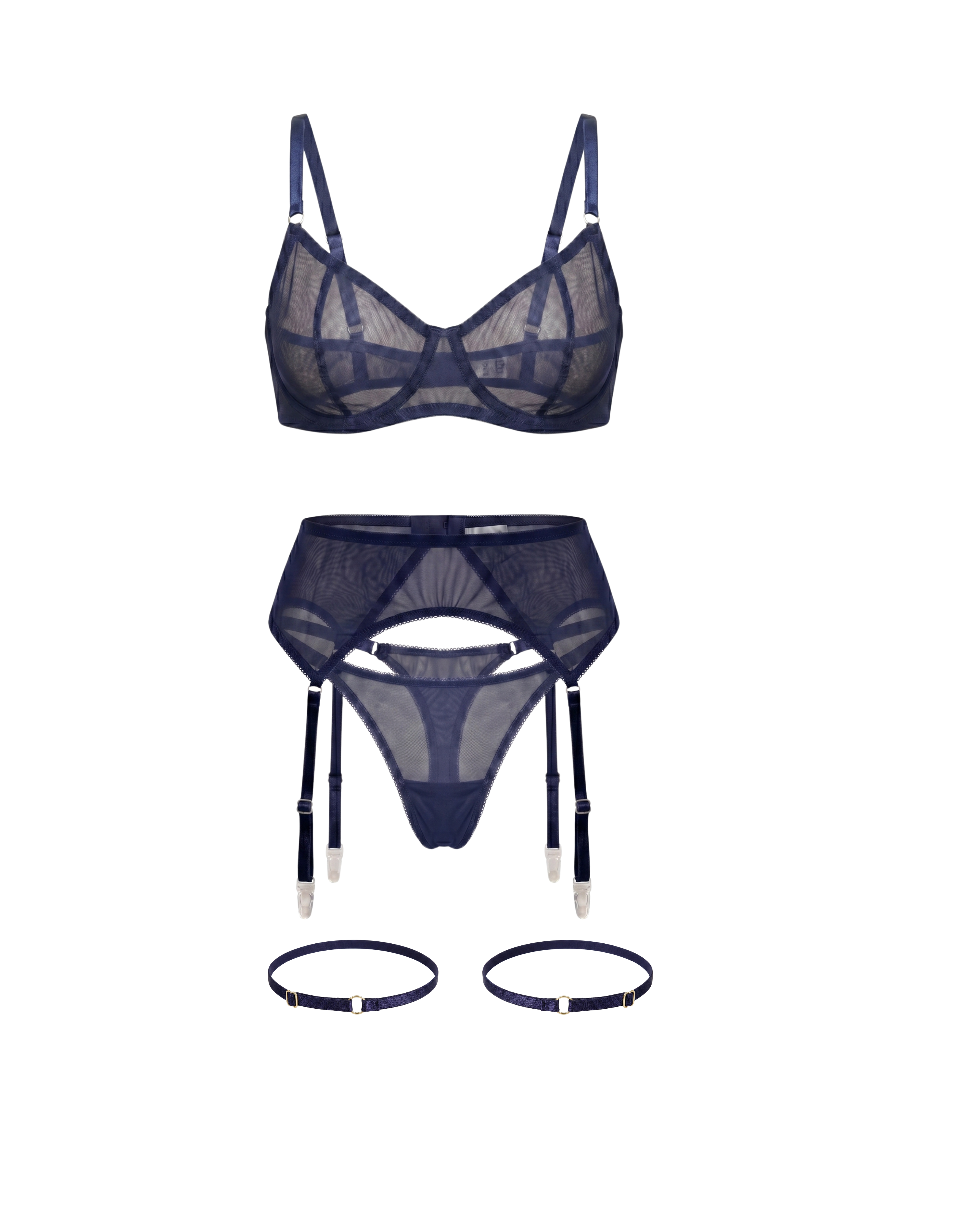 Mesh Thong with Adjustable Straps Iris – Navy