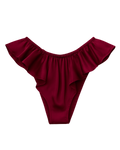 Celeste Satin Cheeky Bikini Panties with Ruffles – Burgundy