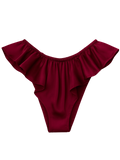 Celeste Satin Cheeky Bikini Panties with Ruffles – Burgundy