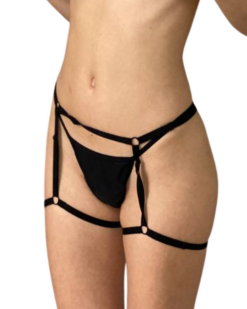 Seductive Black Garters with Satin Bows