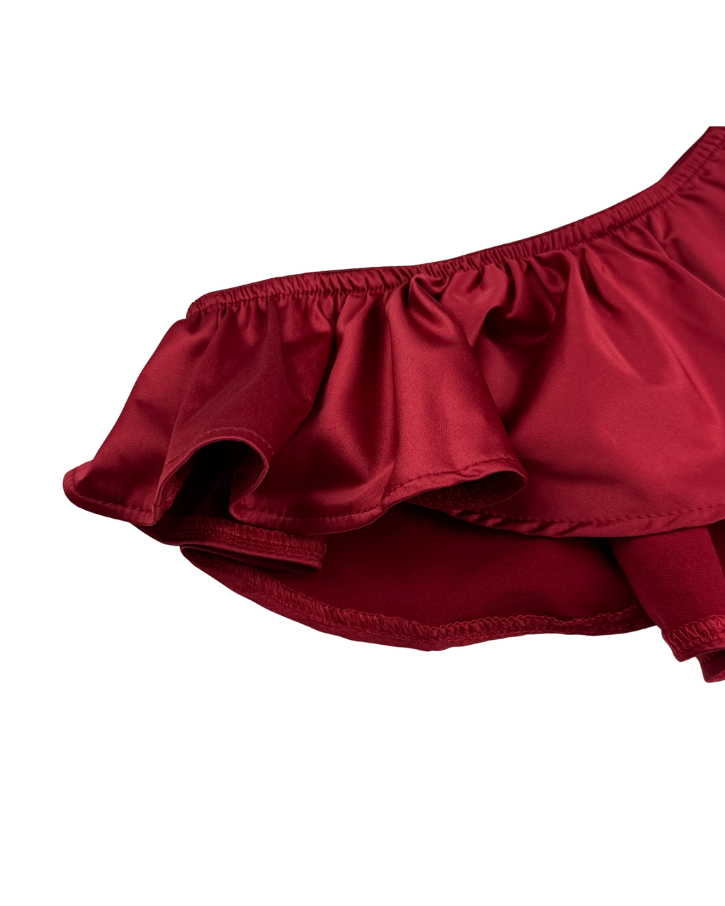 Celeste Satin Cheeky Bikini Panties with Ruffles – Burgundy