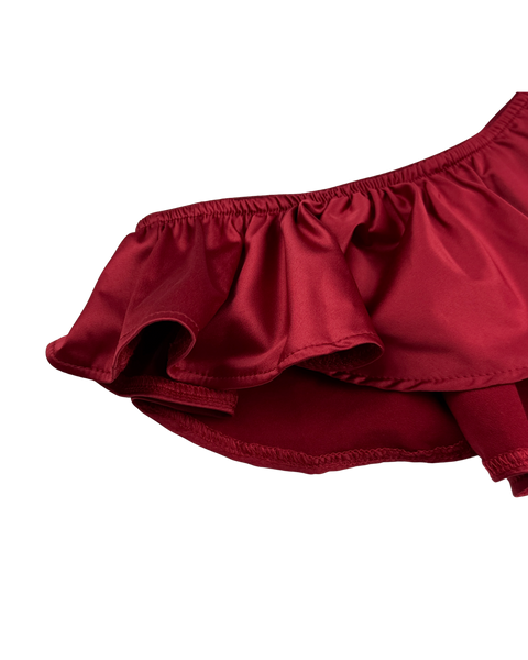 Celeste Silk Briefs with Ruffles – Burgundy