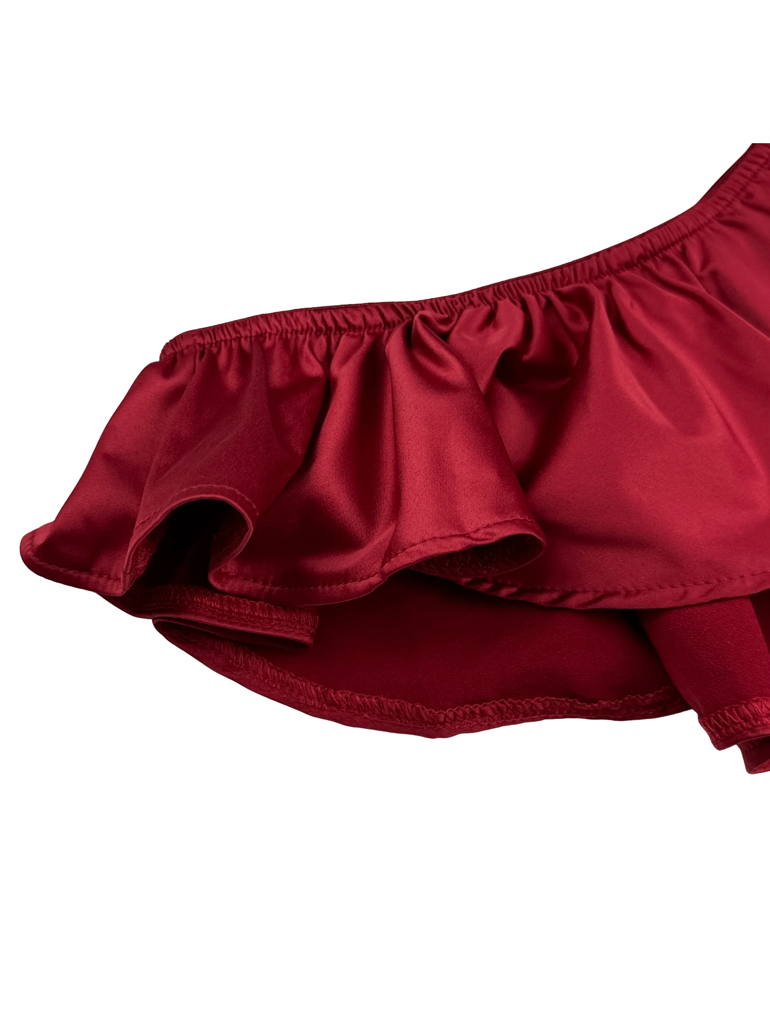 Celeste Satin Cheeky Bikini Panties with Ruffles – Burgundy