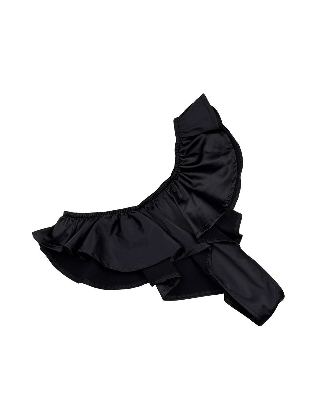 Celeste Satin Cheeky Bikini Panties with Ruffles – Black