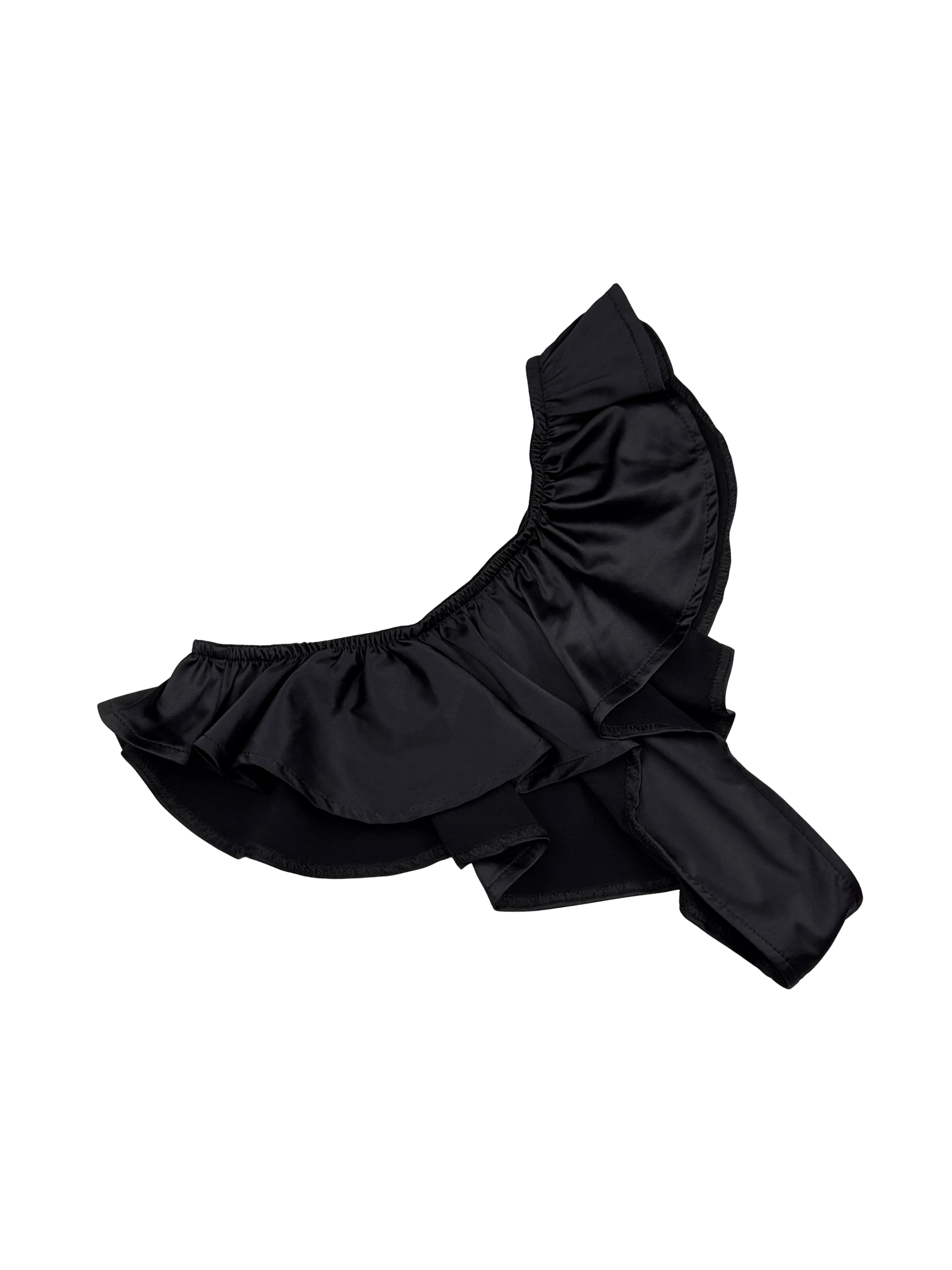 Celeste Satin Cheeky Bikini Panties with Ruffles – Black