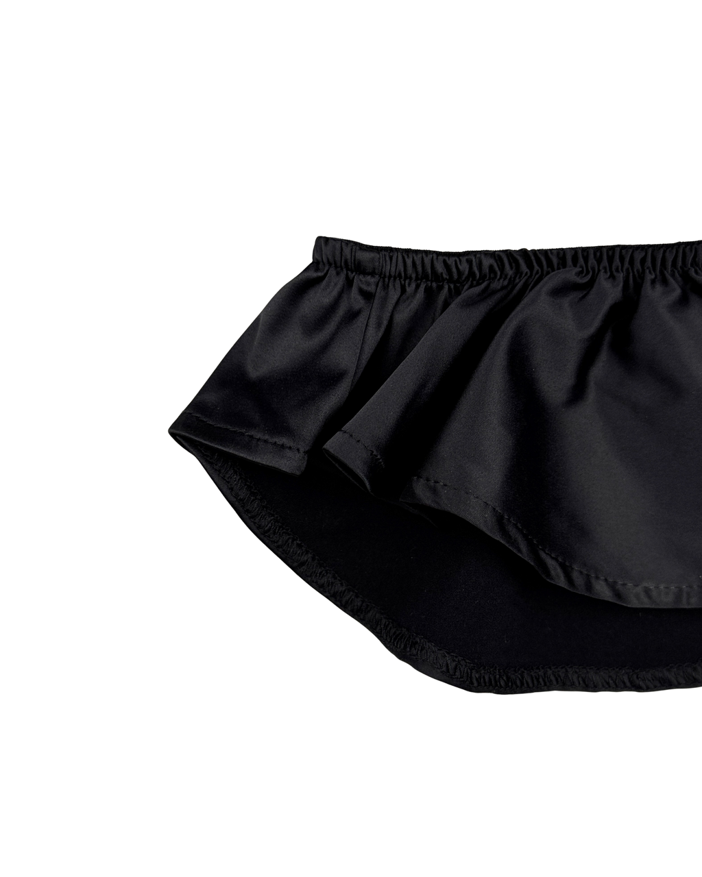 Celeste Satin Cheeky Bikini Panties with Ruffles – Black