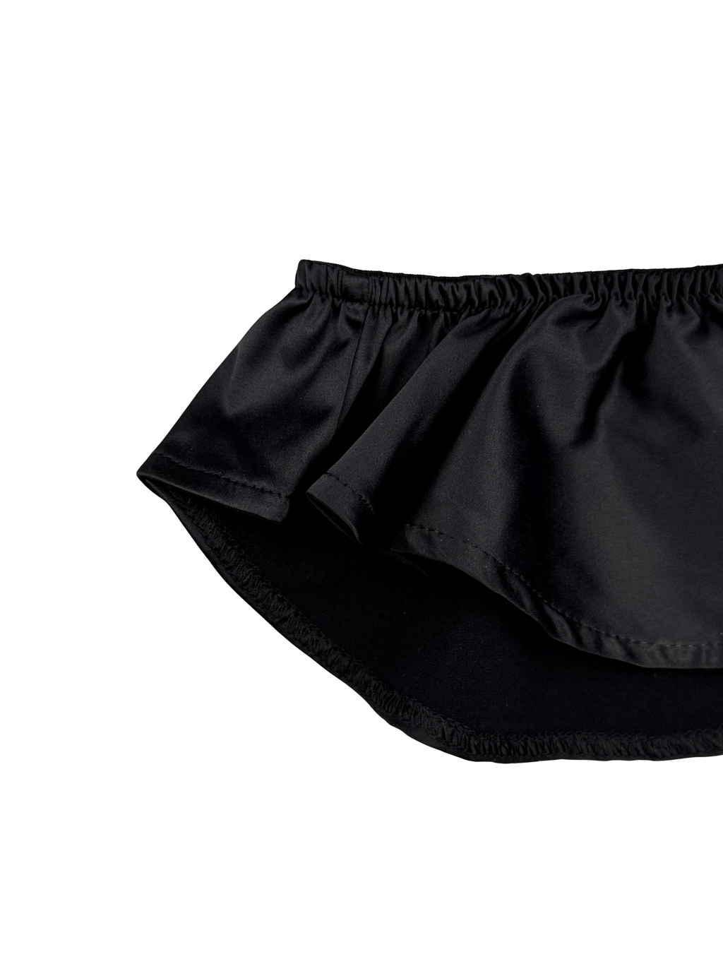 Celeste Satin Cheeky Bikini Panties with Ruffles – Black