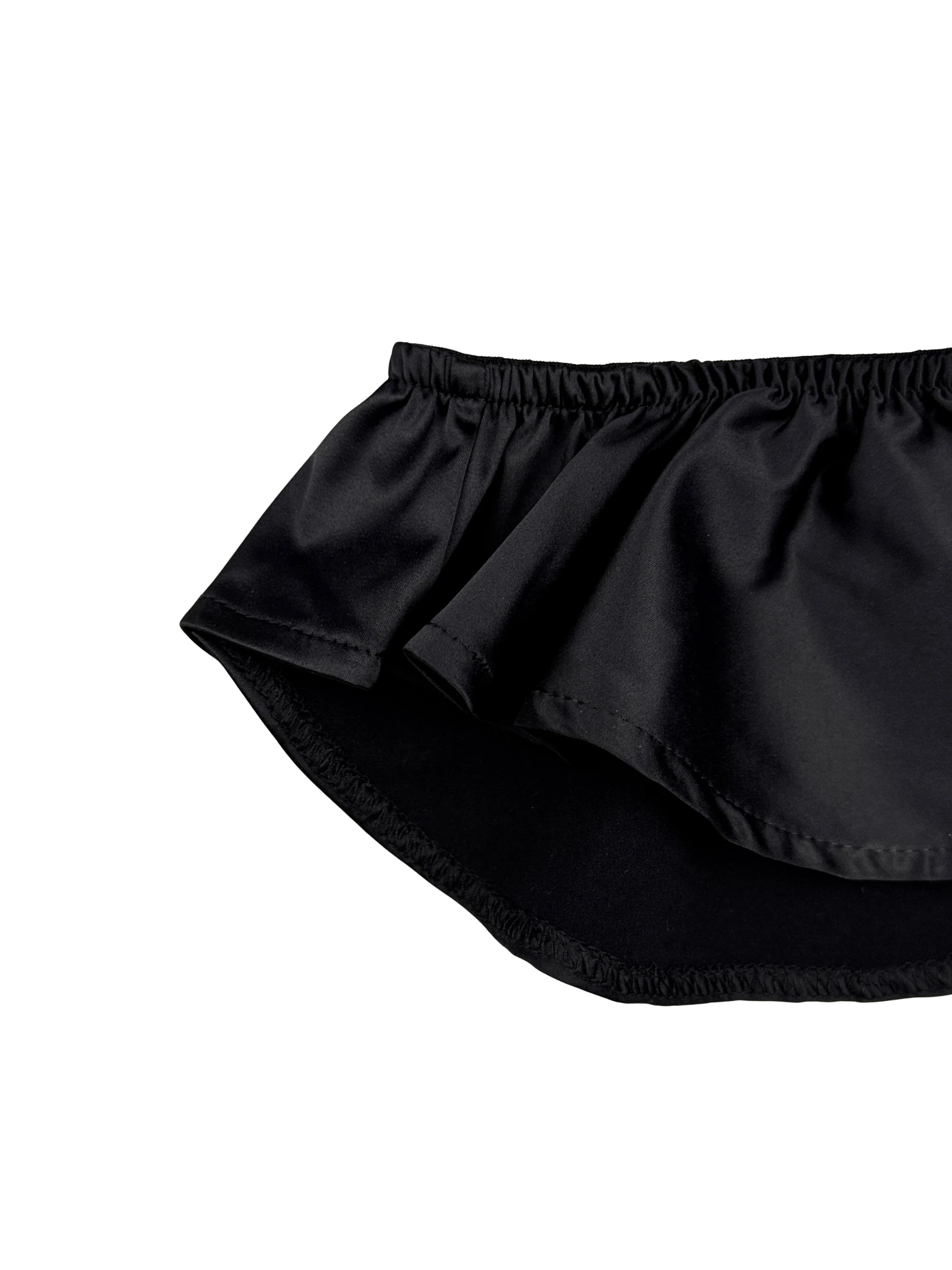 Celeste Satin Cheeky Bikini Panties with Ruffles – Black
