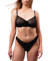 Mid-Rise Lace Brazilian Panties – Black