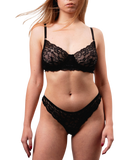 Mid-Rise Lace Brazilian Panties – Black