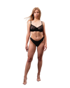 Mid-Rise Lace Brazilian Panties – Black
