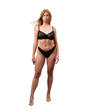 Mid-Rise Lace Brazilian Panties – Black