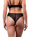 Mid-Rise Lace Brazilian Panties – Black