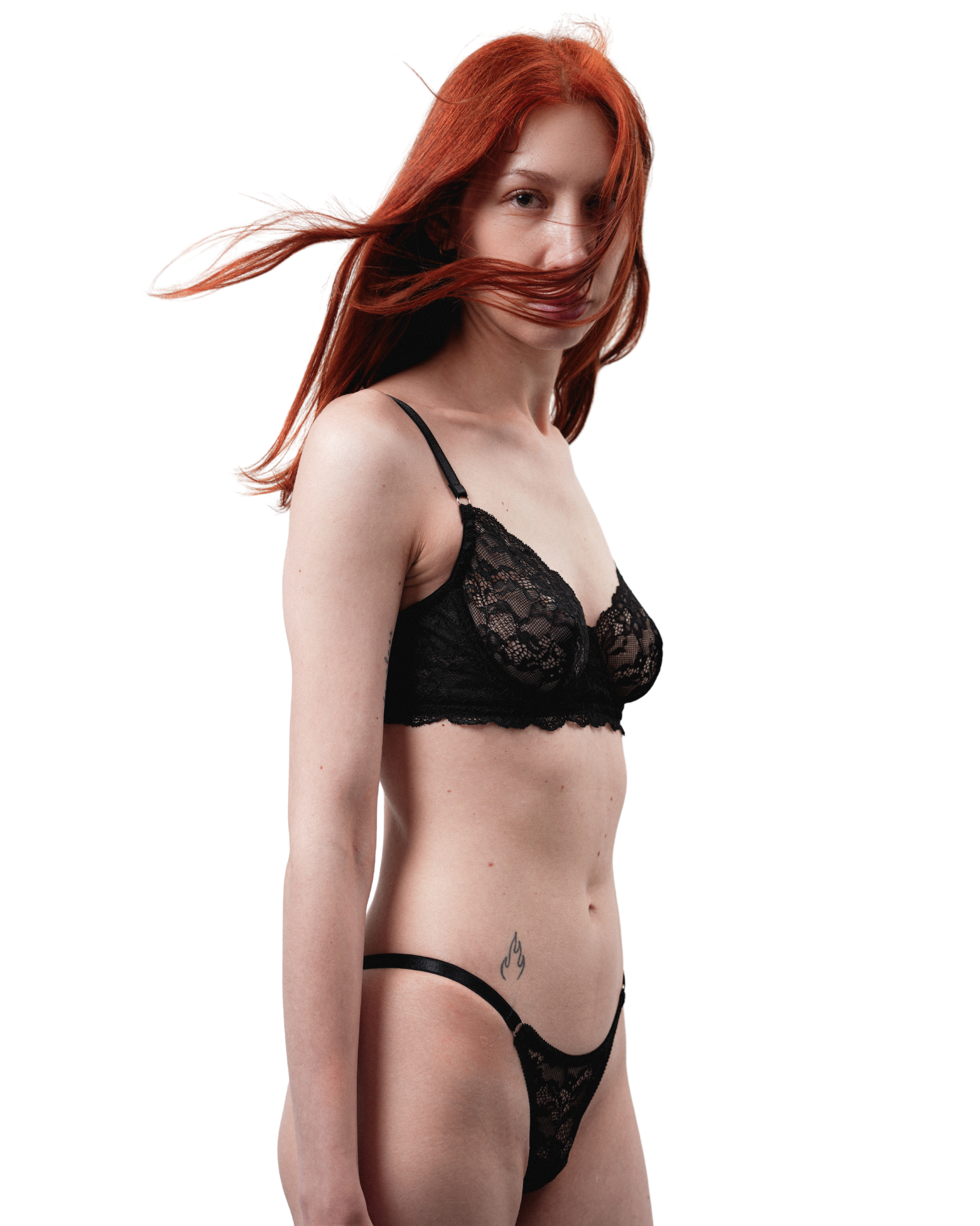 Lace Thong with Adjustable Straps – Black