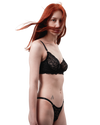 Lace Thong with Adjustable Straps – Black