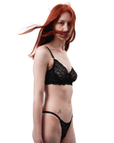 Lace Thong with Adjustable Straps – Black