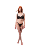 Lace Thong with Adjustable Straps – Black