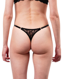 Lace Thong with Adjustable Straps – Black