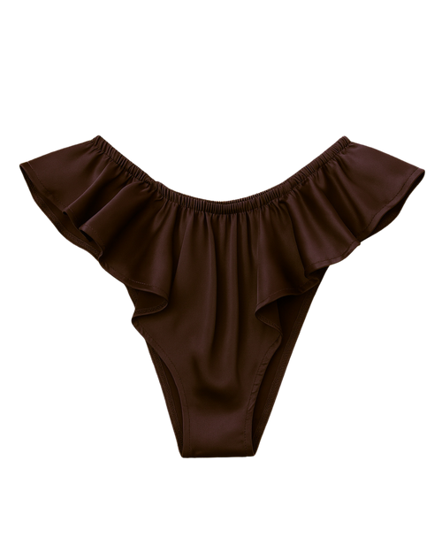 Celeste Silk Briefs with Ruffles – Dark Brown