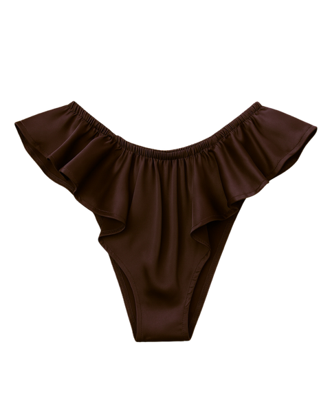 Celeste Silk Briefs with Ruffles – Dark Brown
