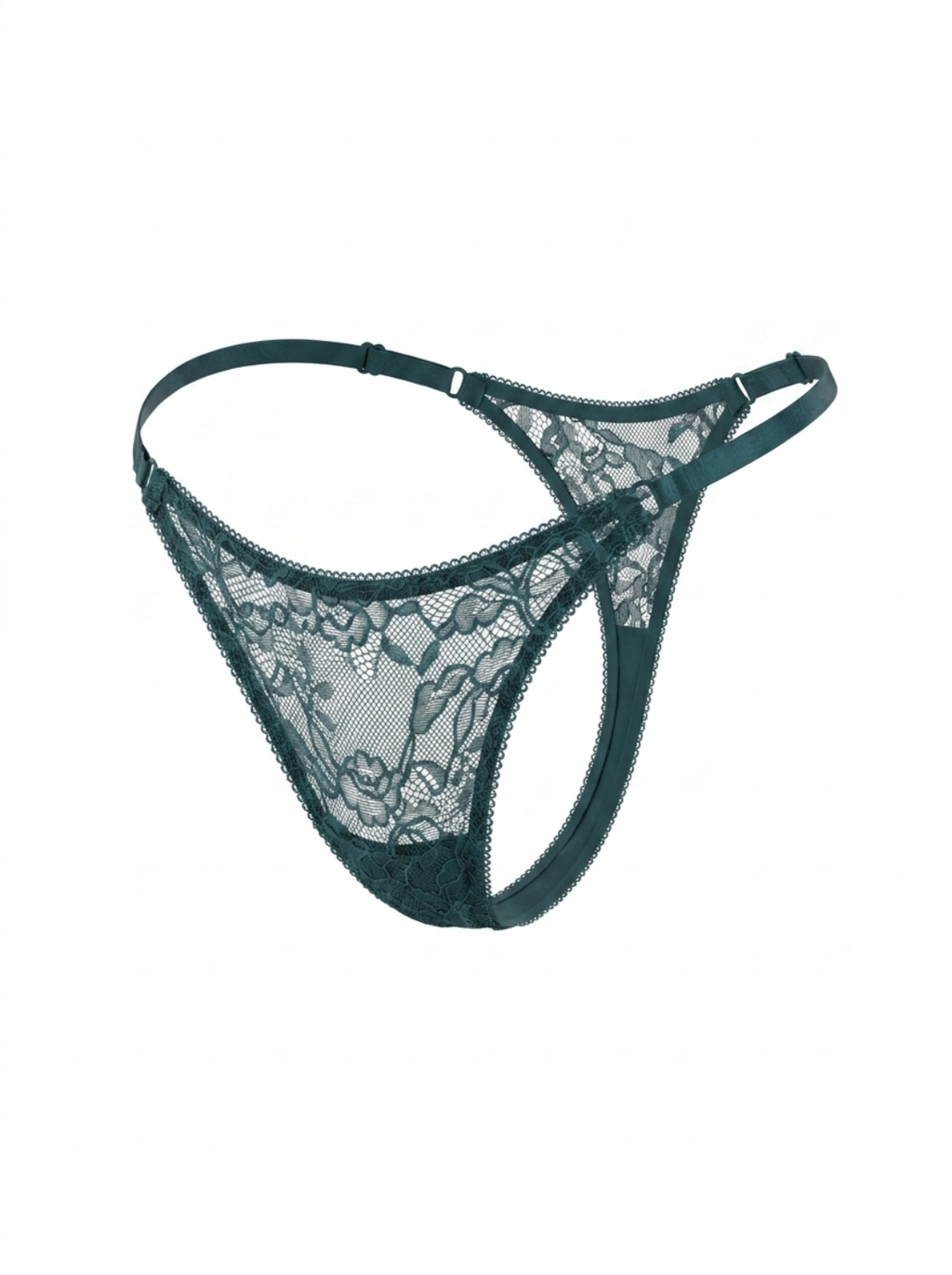 Lace Thong with Adjustable Straps – Emerald