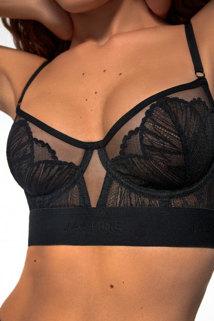 LEYA Bustier Bra & Selena Thong Set — Black